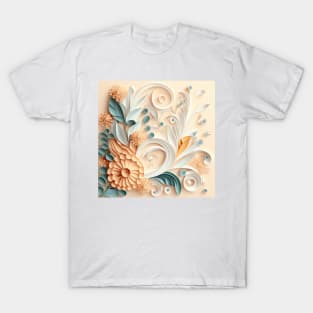 Beautiful floral design with delicate white and vanilla cream shades T-Shirt